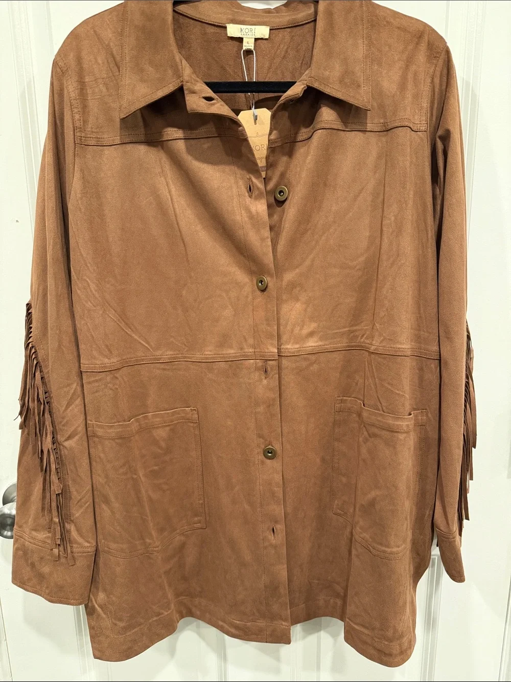 Kori Suede Button-Front Jacket in Brown - Picture 4 of 5